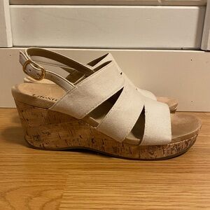 Slingback canvas wedges